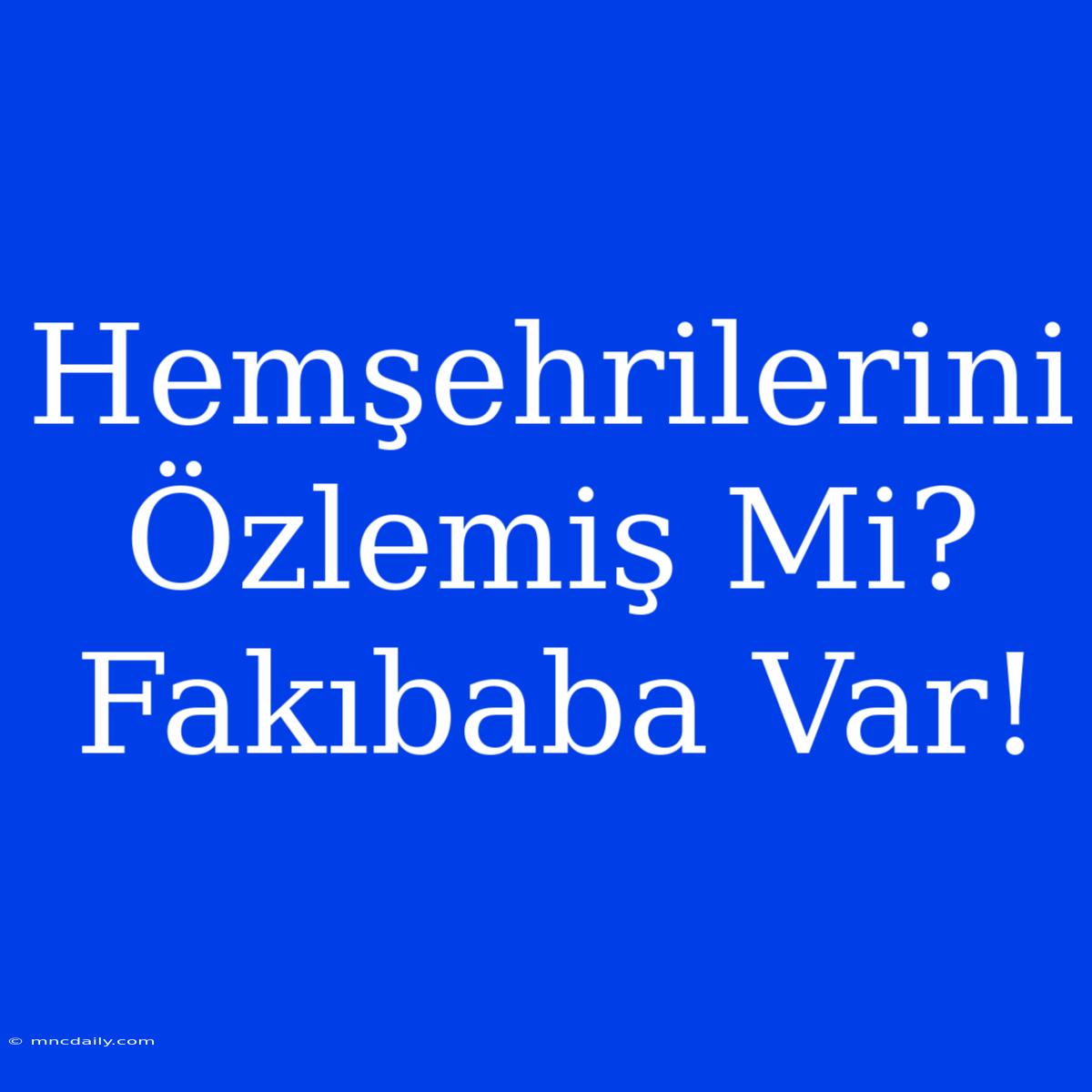 Hemşehrilerini Özlemiş Mi? Fakıbaba Var!