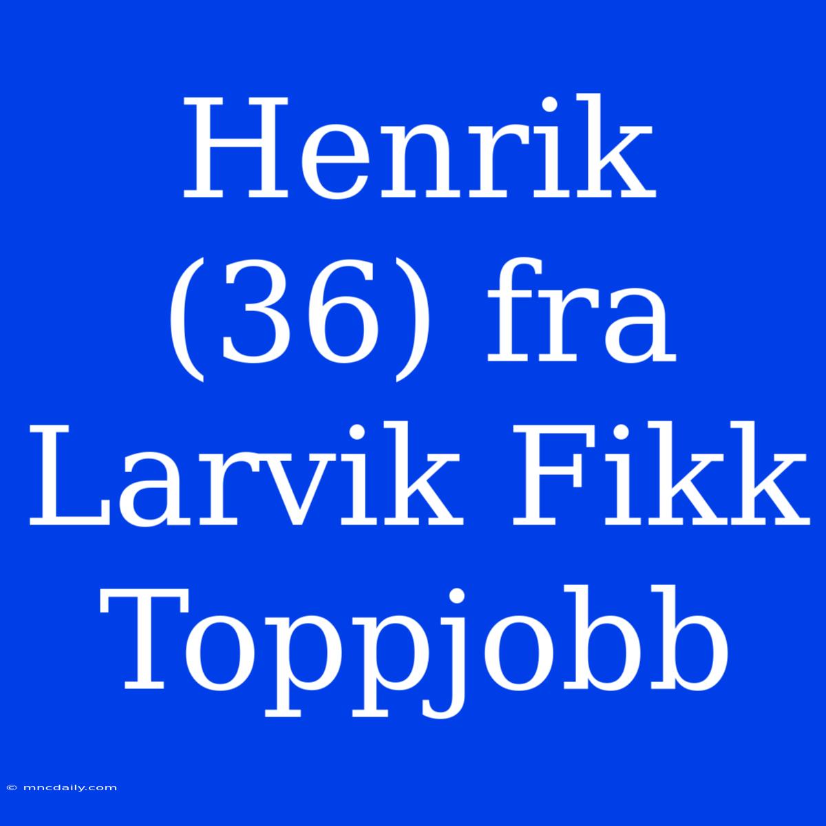 Henrik (36) Fra Larvik Fikk Toppjobb