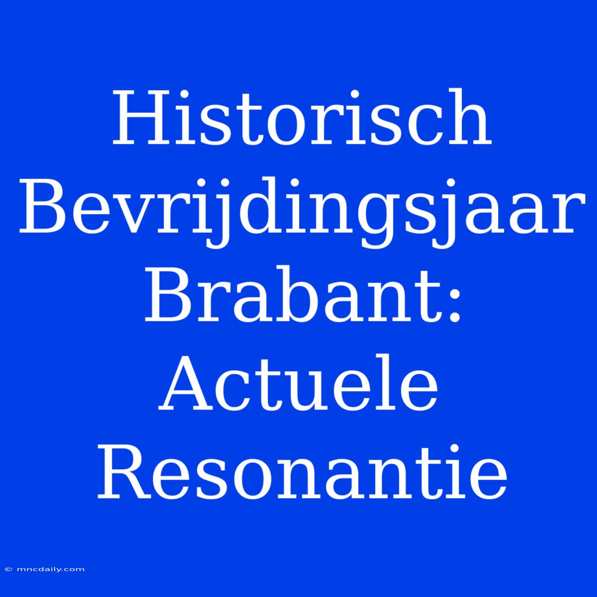 Historisch Bevrijdingsjaar Brabant: Actuele Resonantie