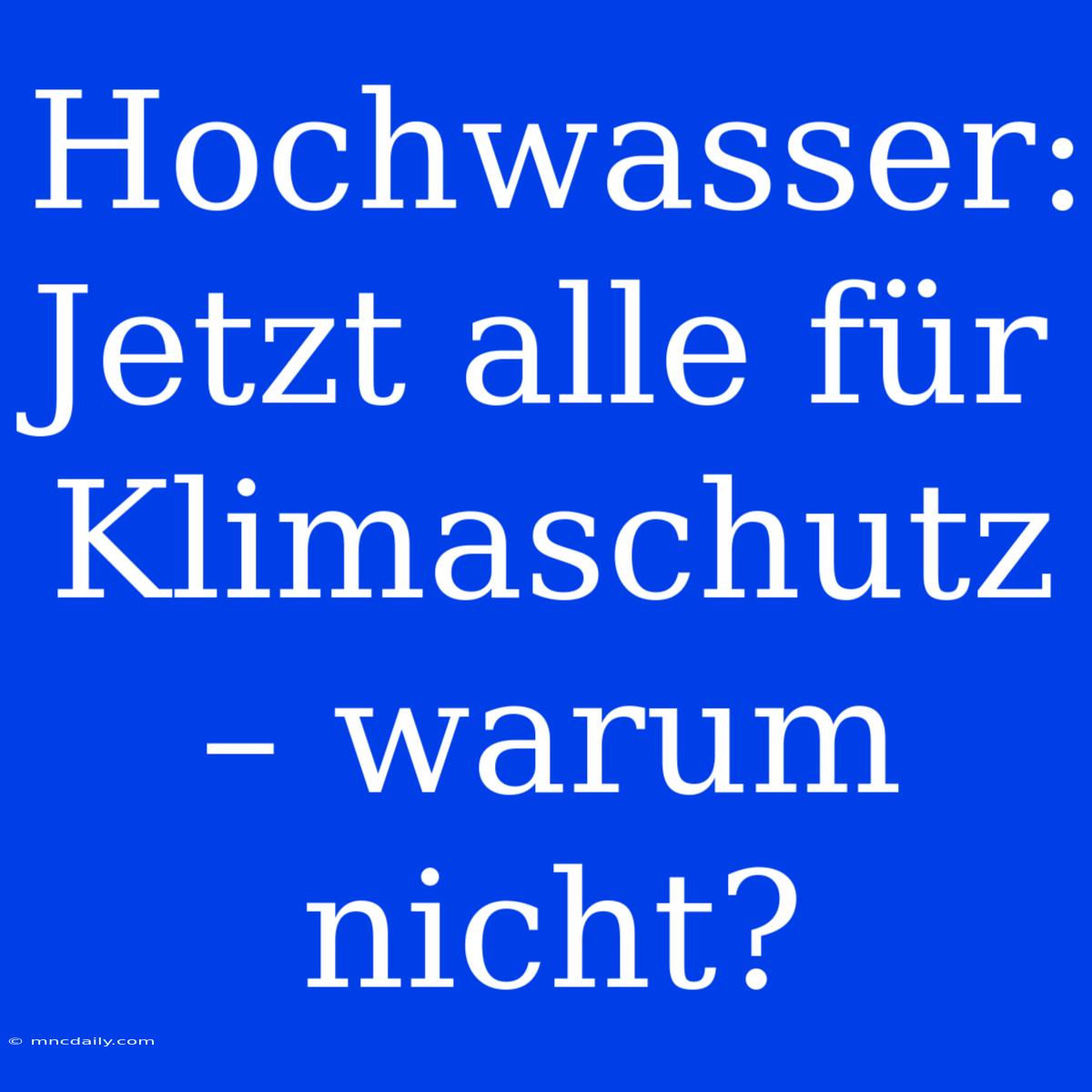 Hochwasser: Jetzt Alle Für Klimaschutz – Warum Nicht?