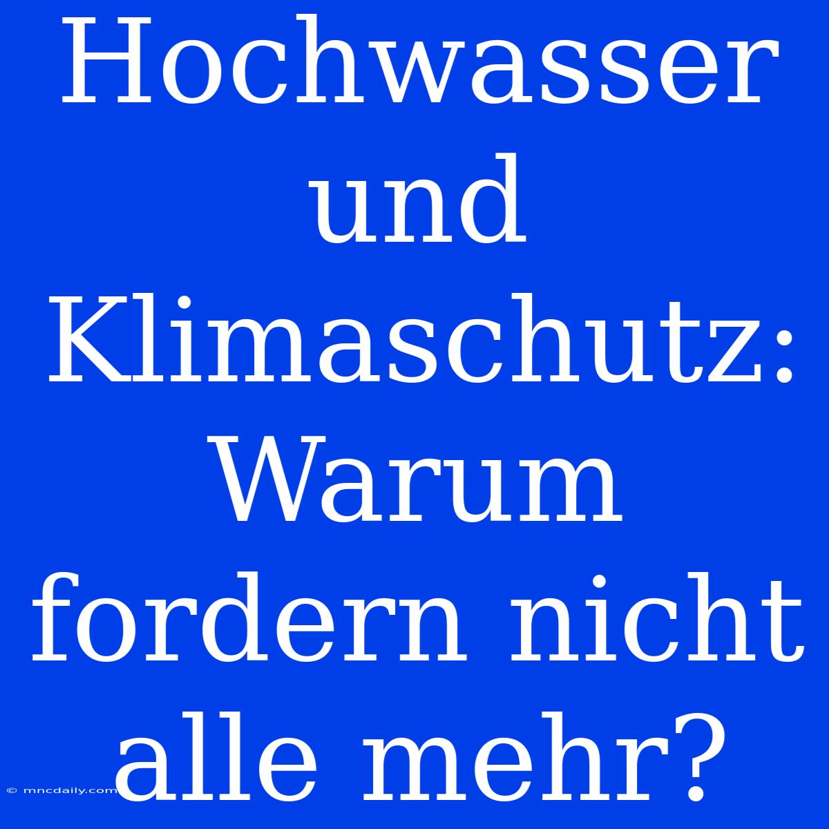 Hochwasser Und Klimaschutz: Warum Fordern Nicht Alle Mehr?