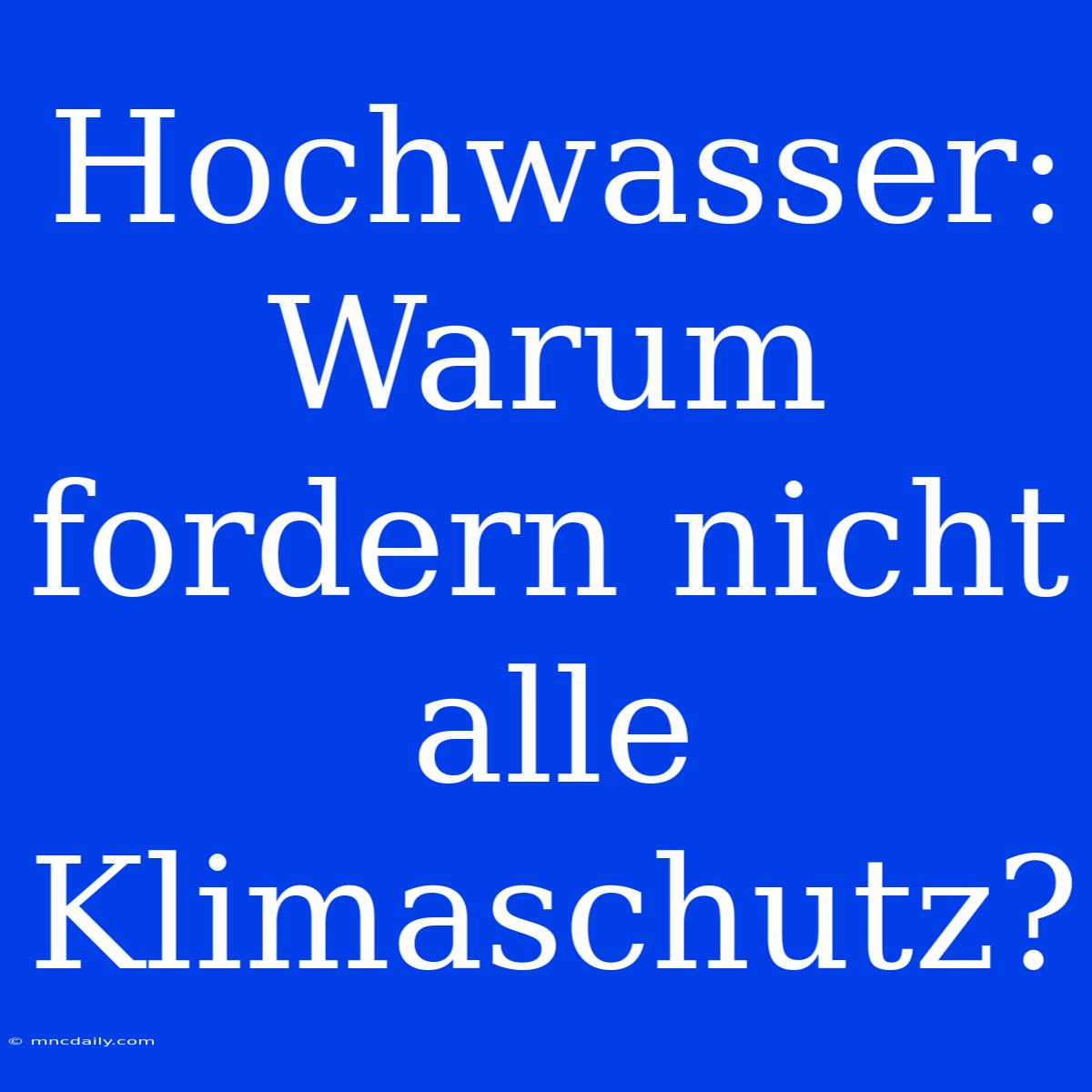 Hochwasser: Warum Fordern Nicht Alle Klimaschutz?