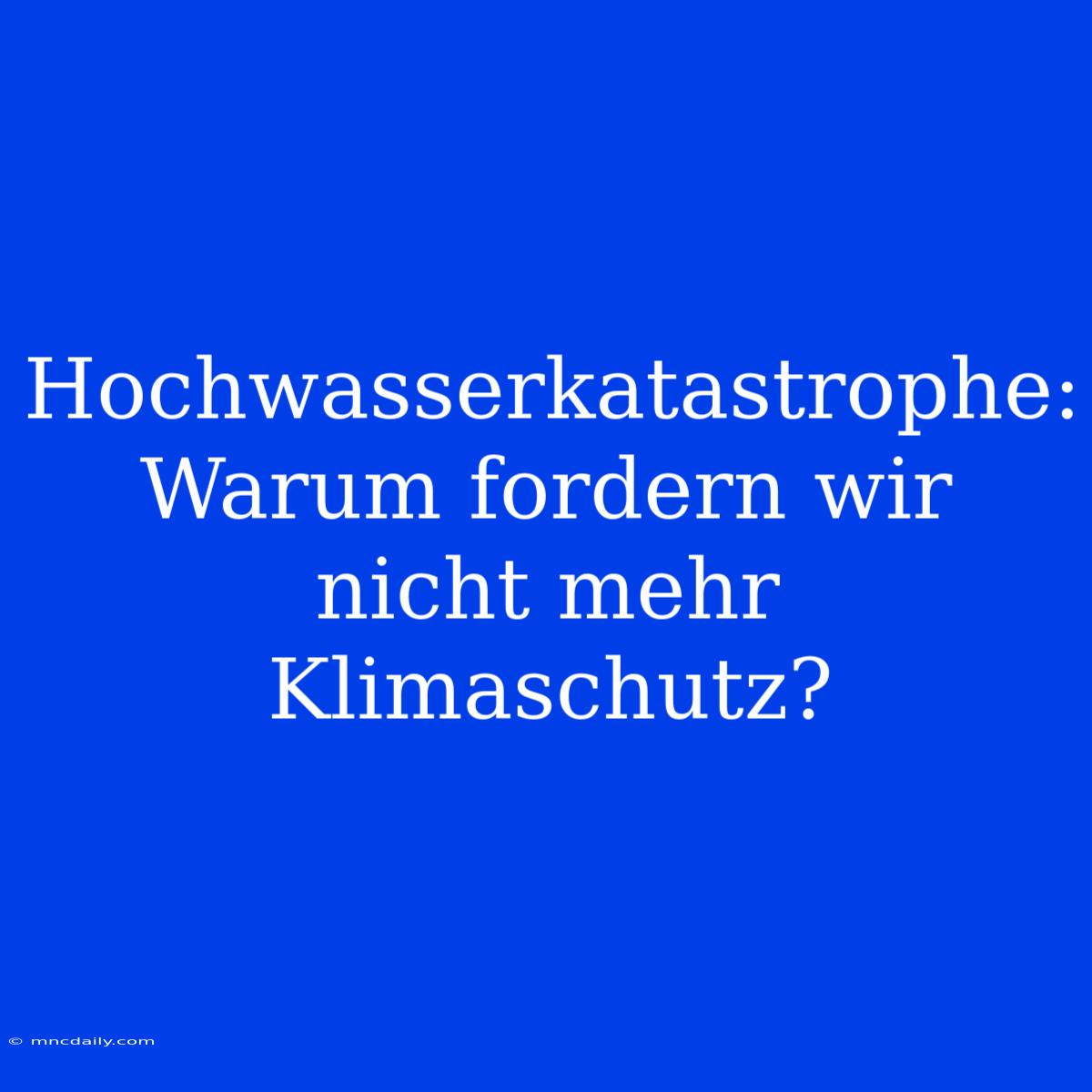 Hochwasserkatastrophe: Warum Fordern Wir Nicht Mehr Klimaschutz?