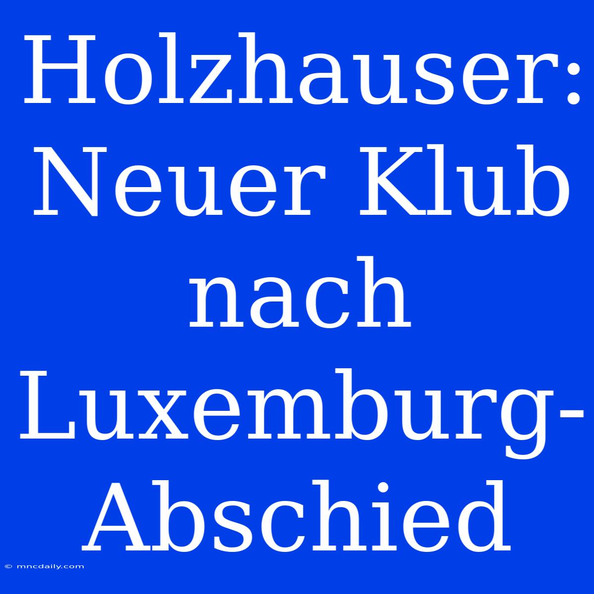 Holzhauser: Neuer Klub Nach Luxemburg-Abschied