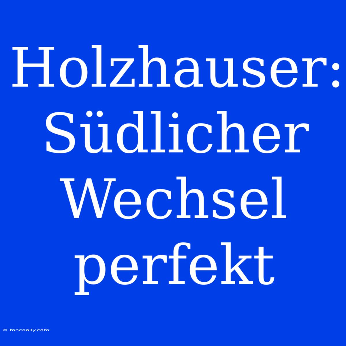 Holzhauser: Südlicher Wechsel Perfekt