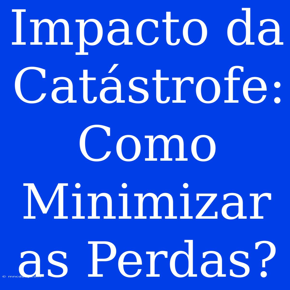 Impacto Da Catástrofe: Como Minimizar As Perdas?