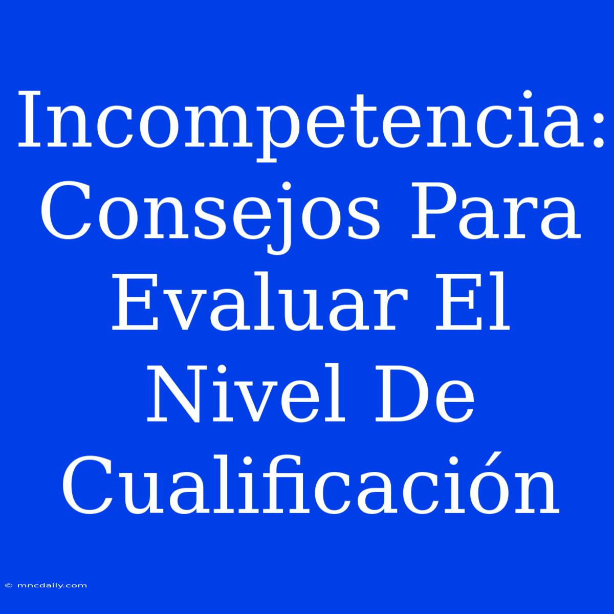 Incompetencia:  Consejos Para Evaluar El Nivel De Cualificación 