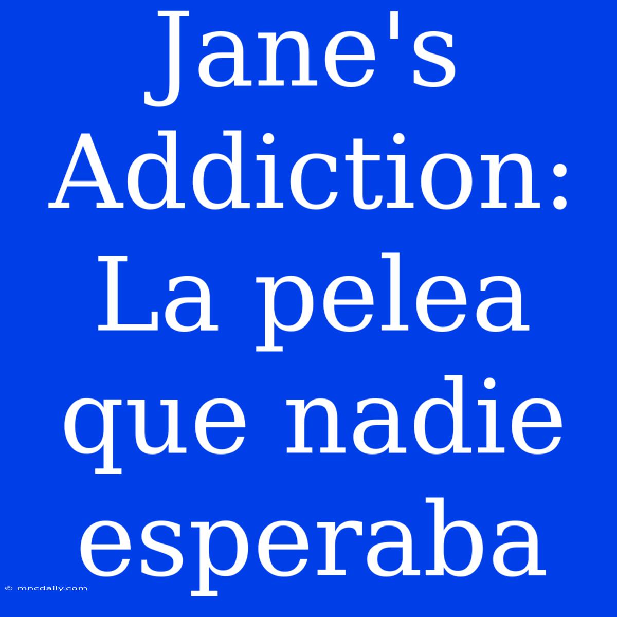 Jane's Addiction: La Pelea Que Nadie Esperaba