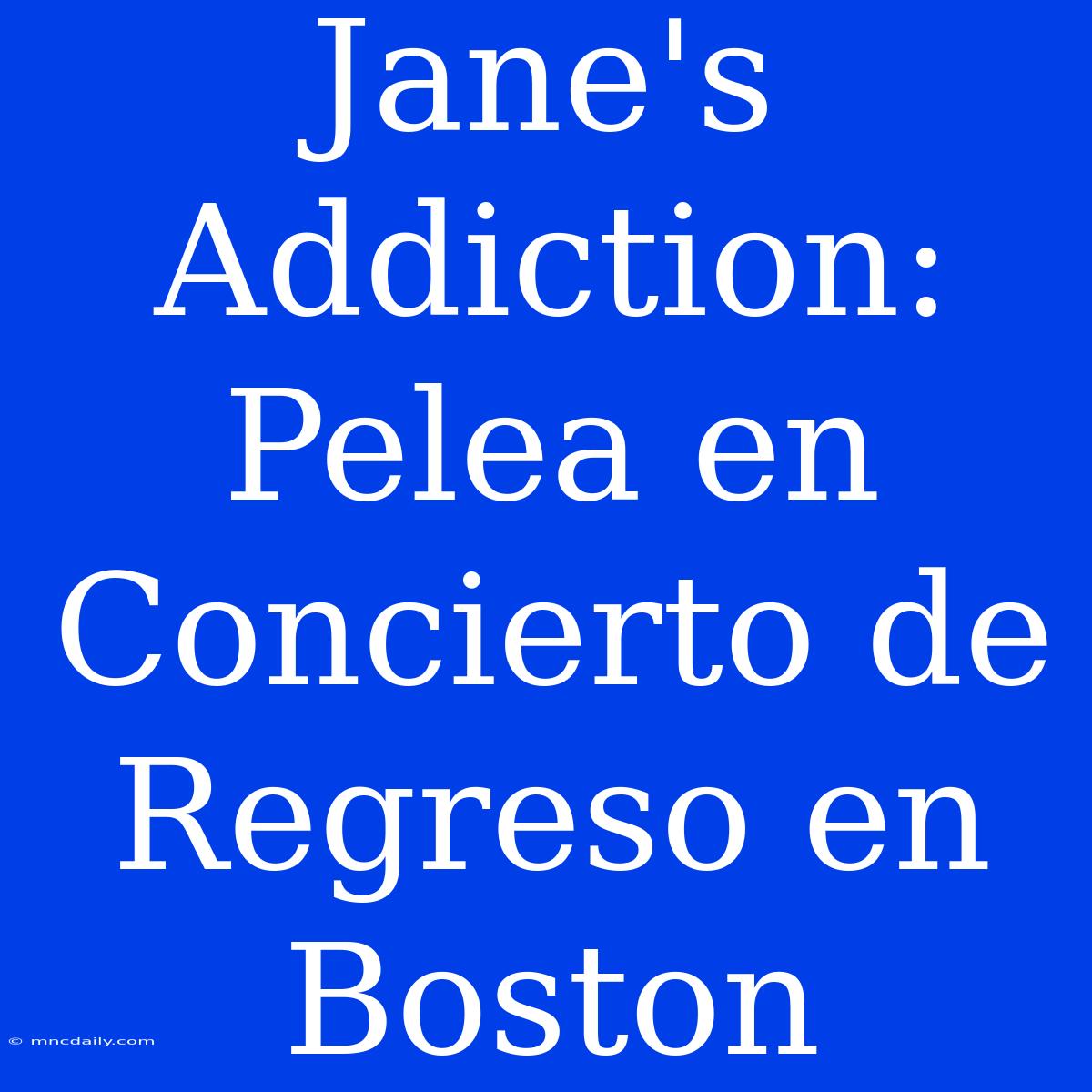 Jane's Addiction: Pelea En Concierto De Regreso En Boston