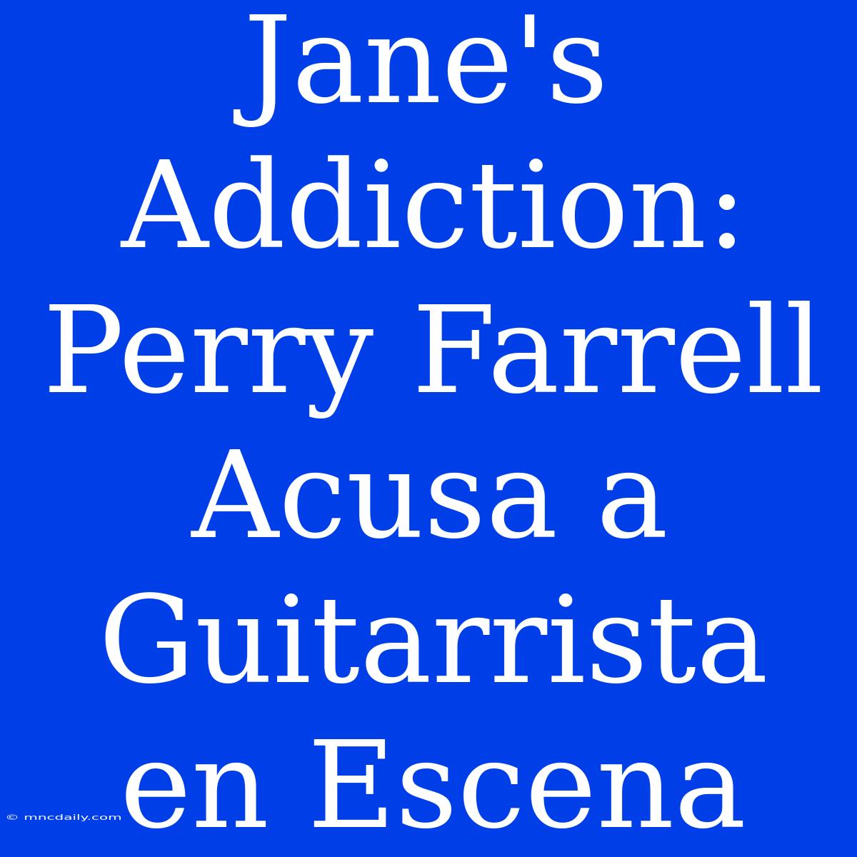 Jane's Addiction: Perry Farrell Acusa A Guitarrista En Escena