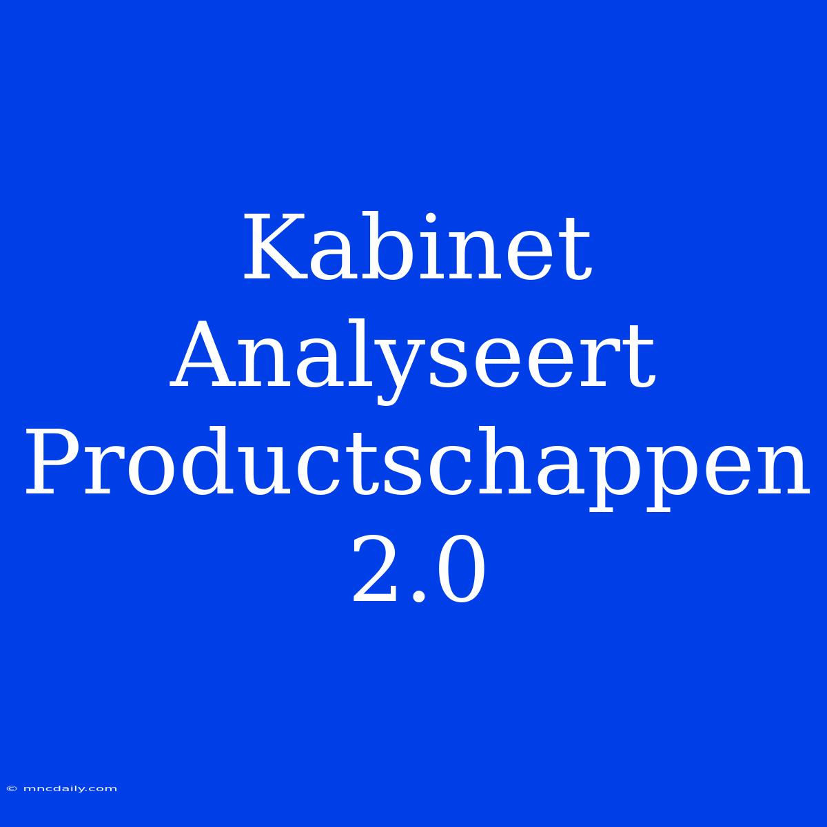 Kabinet Analyseert Productschappen 2.0