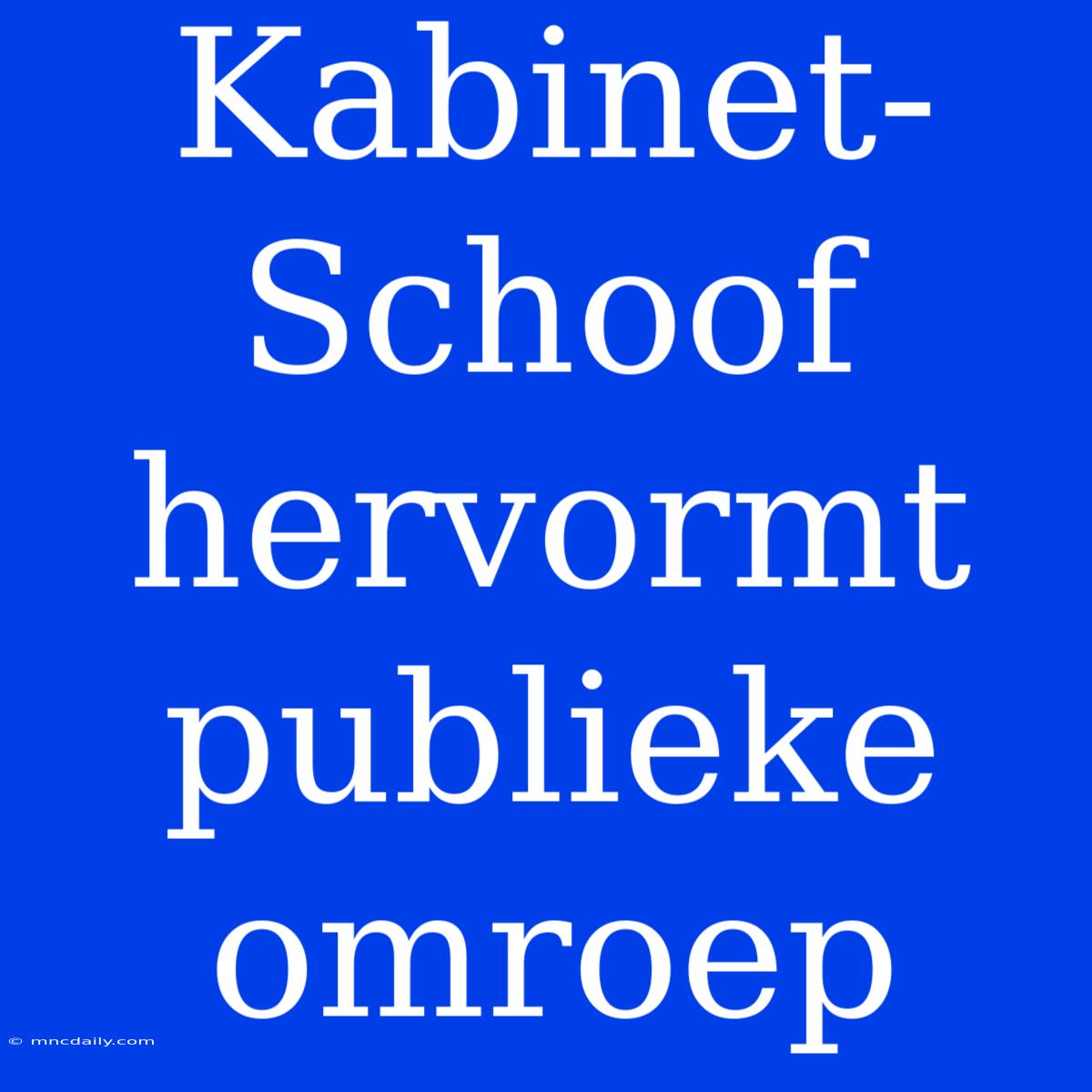 Kabinet-Schoof Hervormt Publieke Omroep