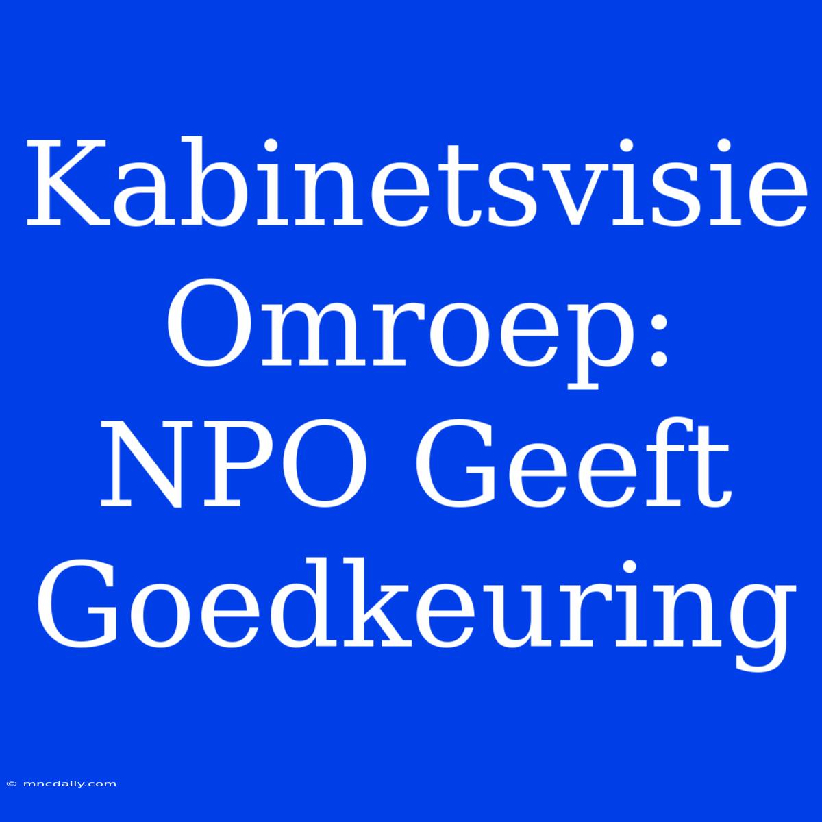 Kabinetsvisie Omroep: NPO Geeft Goedkeuring