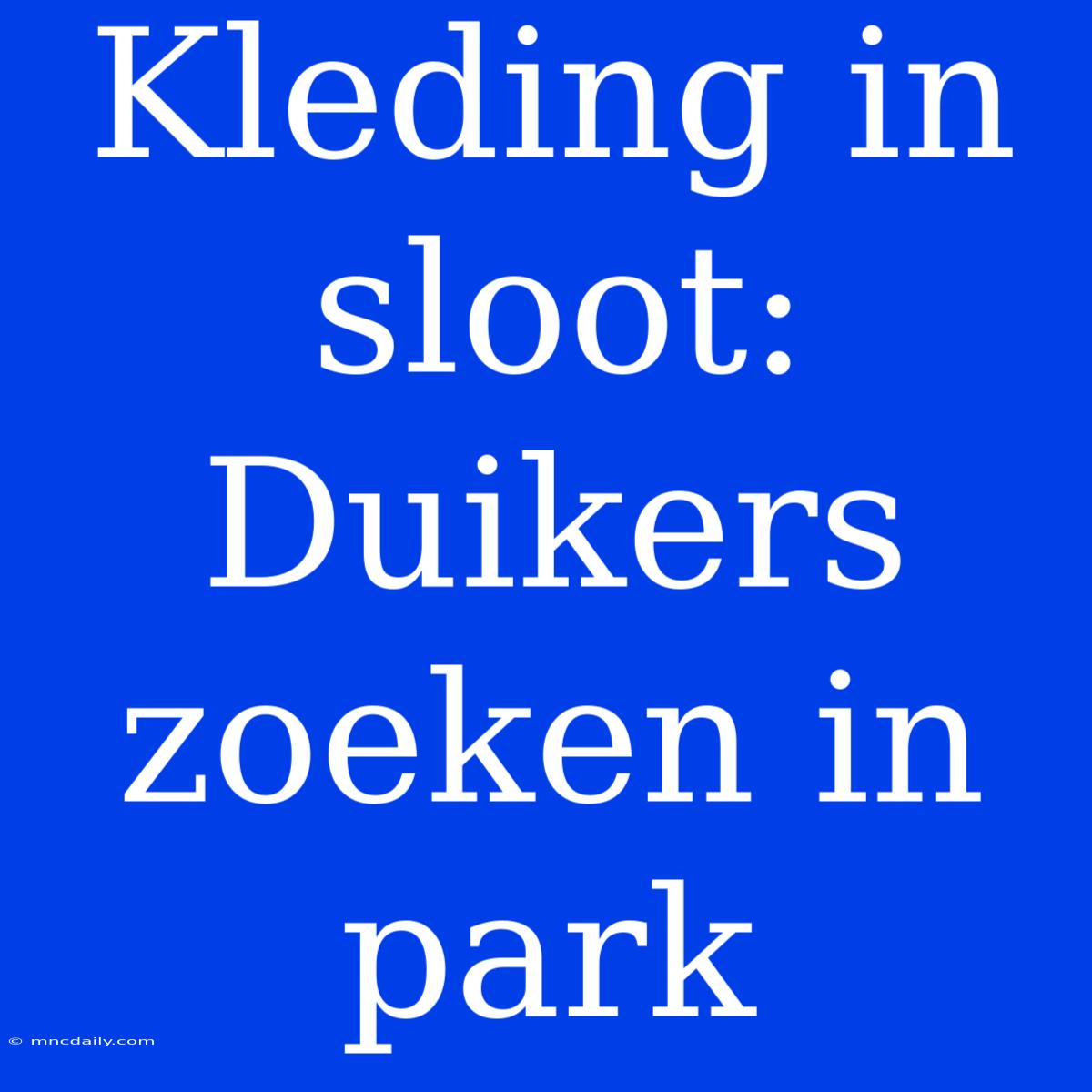 Kleding In Sloot: Duikers Zoeken In Park