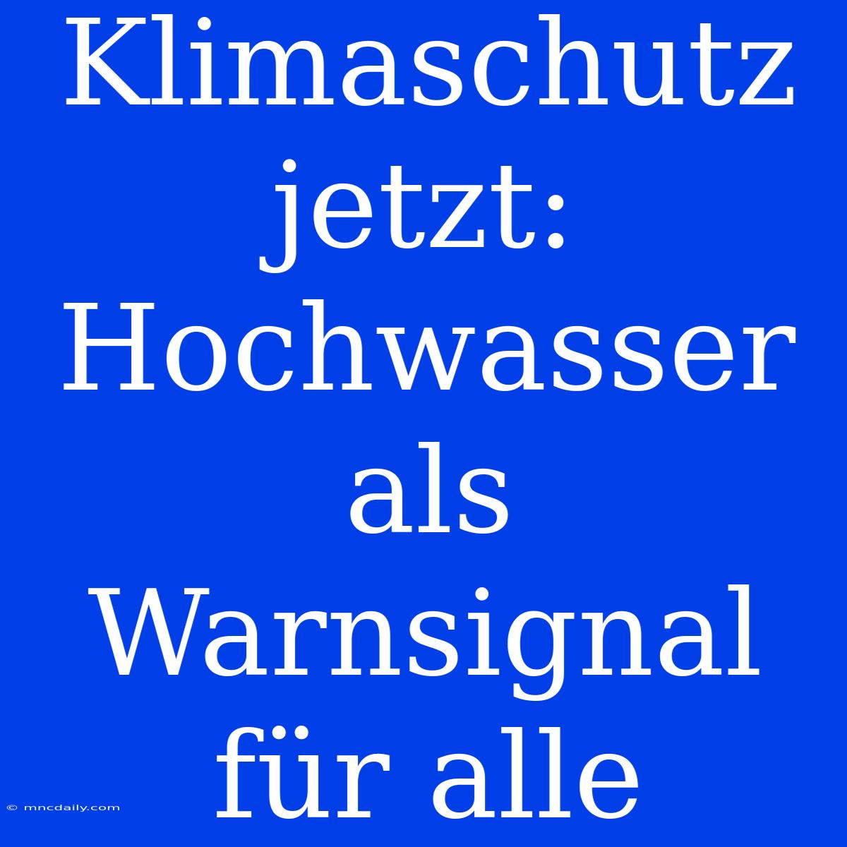 Klimaschutz Jetzt: Hochwasser Als Warnsignal Für Alle