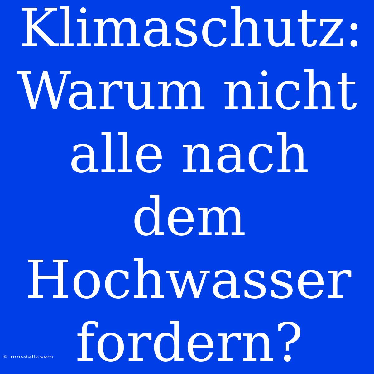 Klimaschutz: Warum Nicht Alle Nach Dem Hochwasser Fordern? 