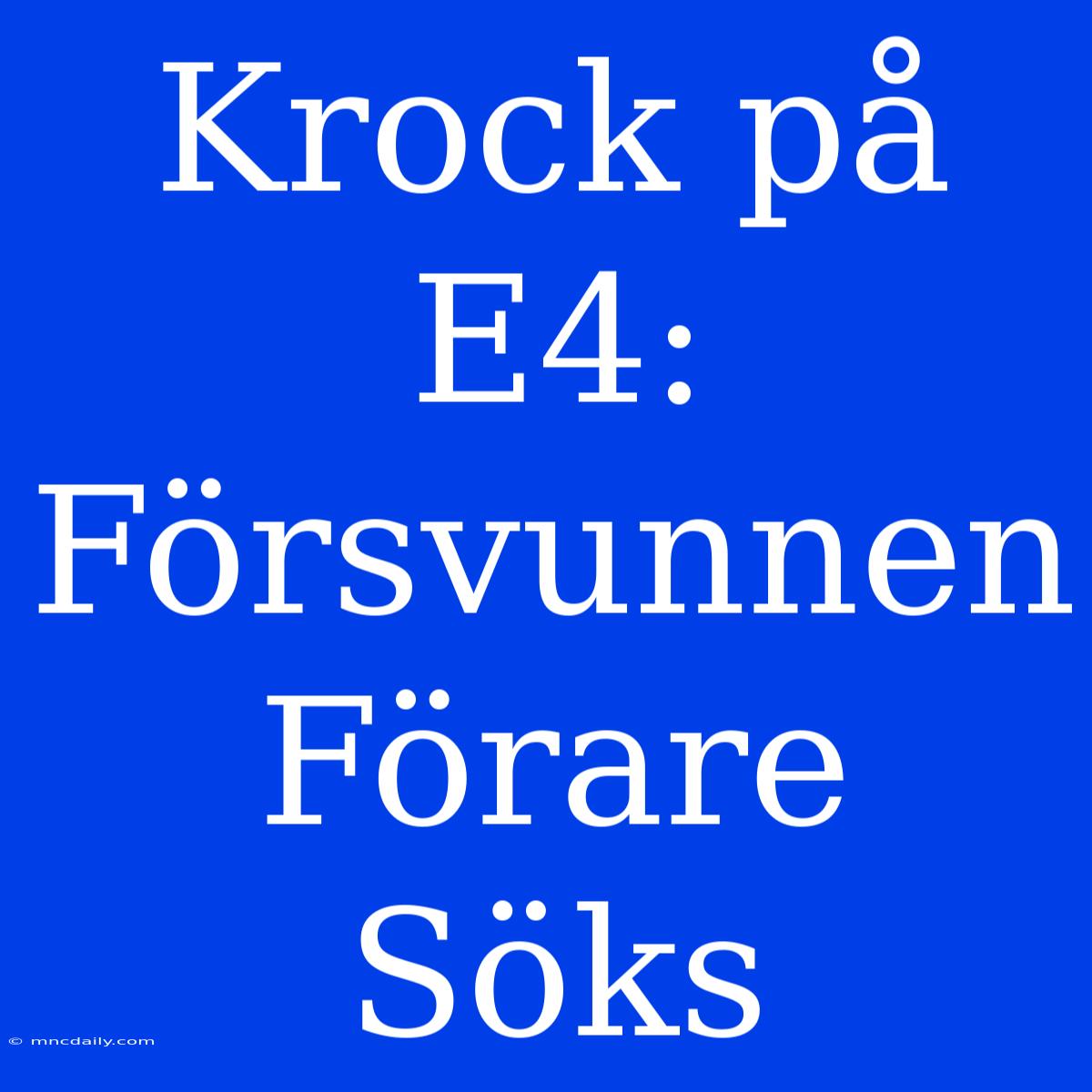 Krock På E4: Försvunnen Förare Söks