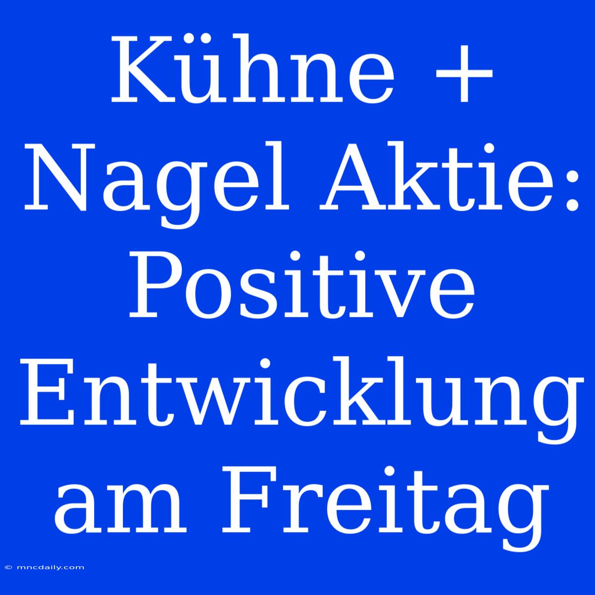 Kühne + Nagel Aktie: Positive Entwicklung Am Freitag 