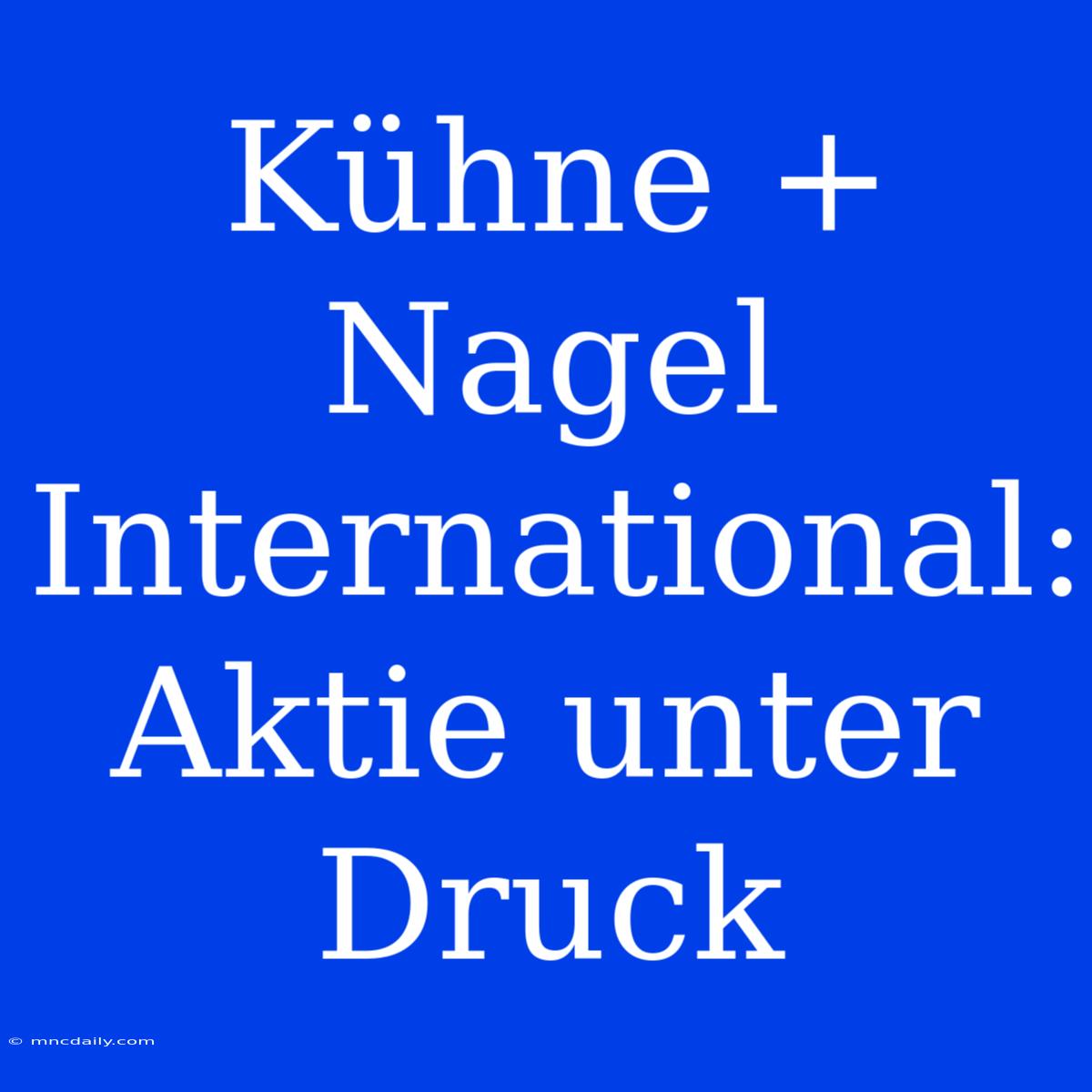 Kühne + Nagel International: Aktie Unter Druck