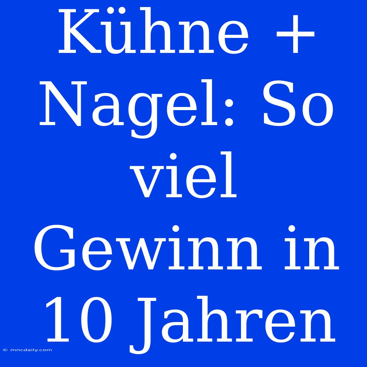 Kühne + Nagel: So Viel Gewinn In 10 Jahren