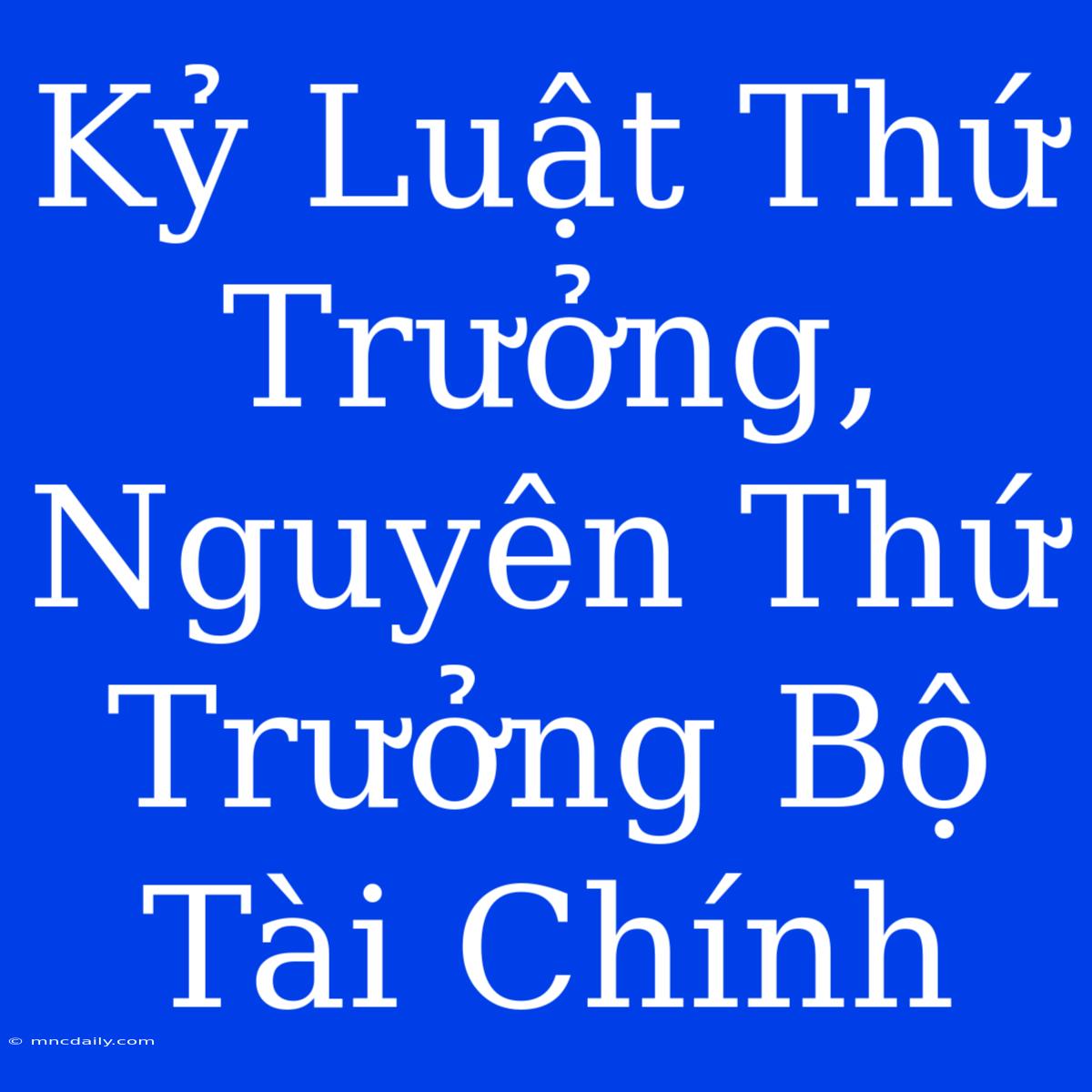 Kỷ Luật Thứ Trưởng, Nguyên Thứ Trưởng Bộ Tài Chính