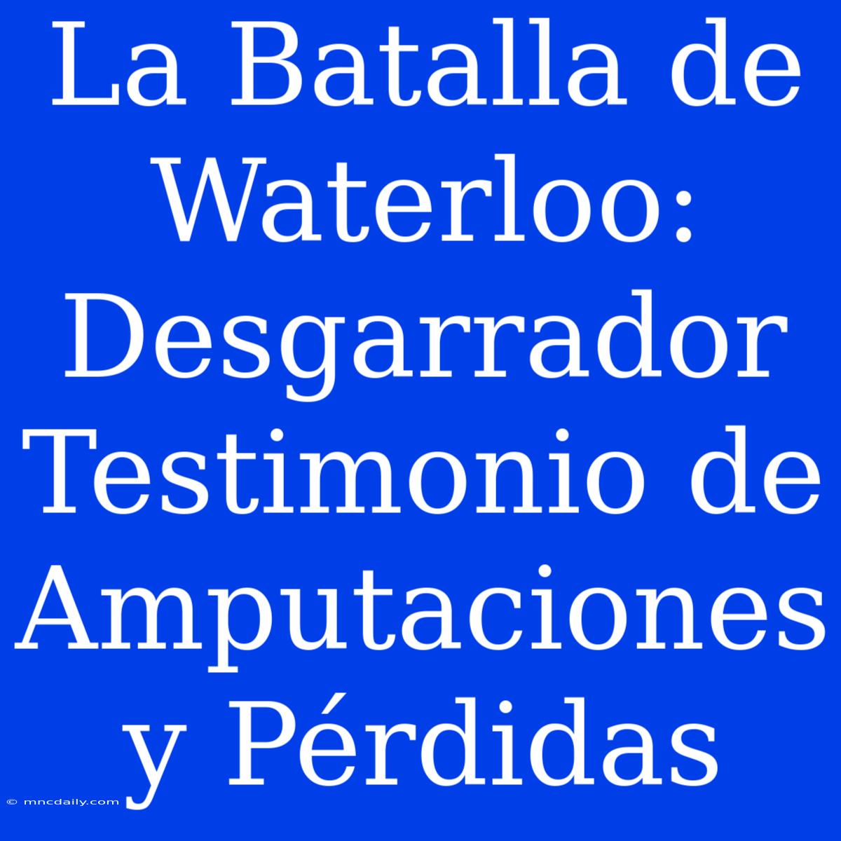 La Batalla De Waterloo: Desgarrador Testimonio De Amputaciones Y Pérdidas