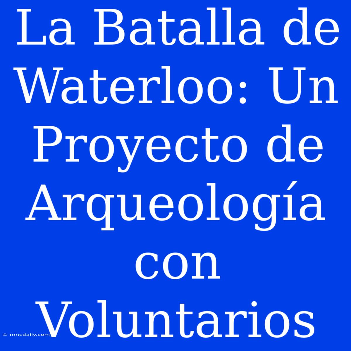 La Batalla De Waterloo: Un Proyecto De Arqueología Con Voluntarios