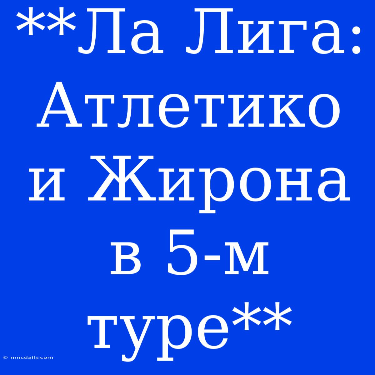 **Ла Лига: Атлетико И Жирона В 5-м Туре**