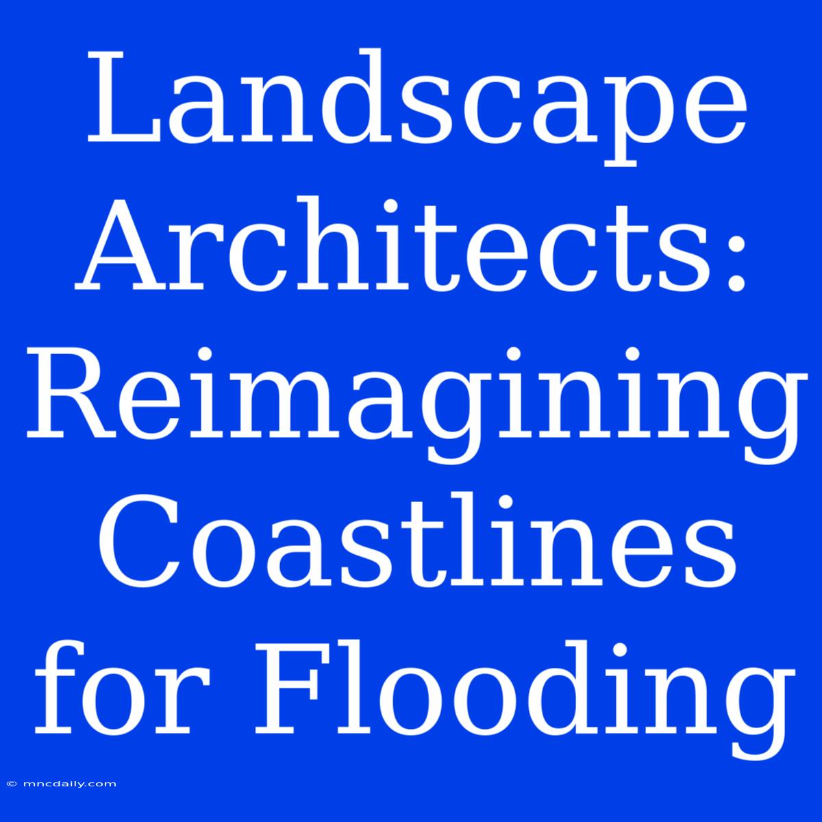 Landscape Architects: Reimagining Coastlines For Flooding