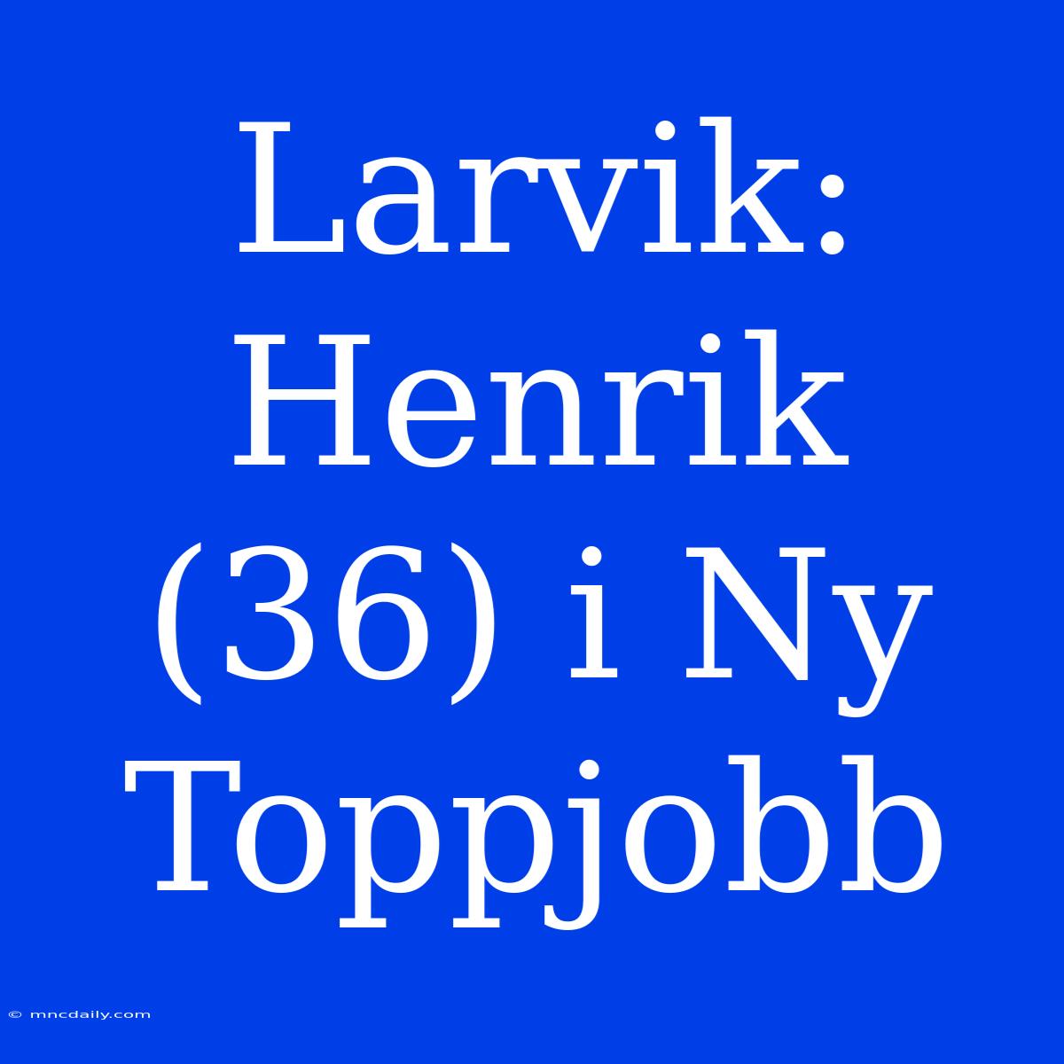 Larvik: Henrik (36) I Ny Toppjobb