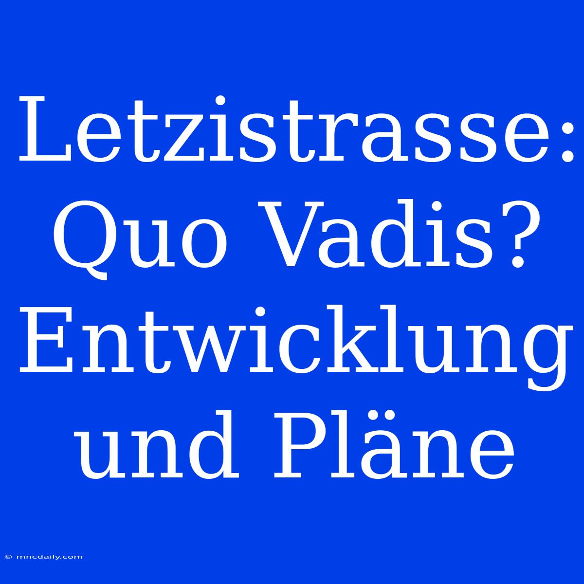 Letzistrasse: Quo Vadis? Entwicklung Und Pläne