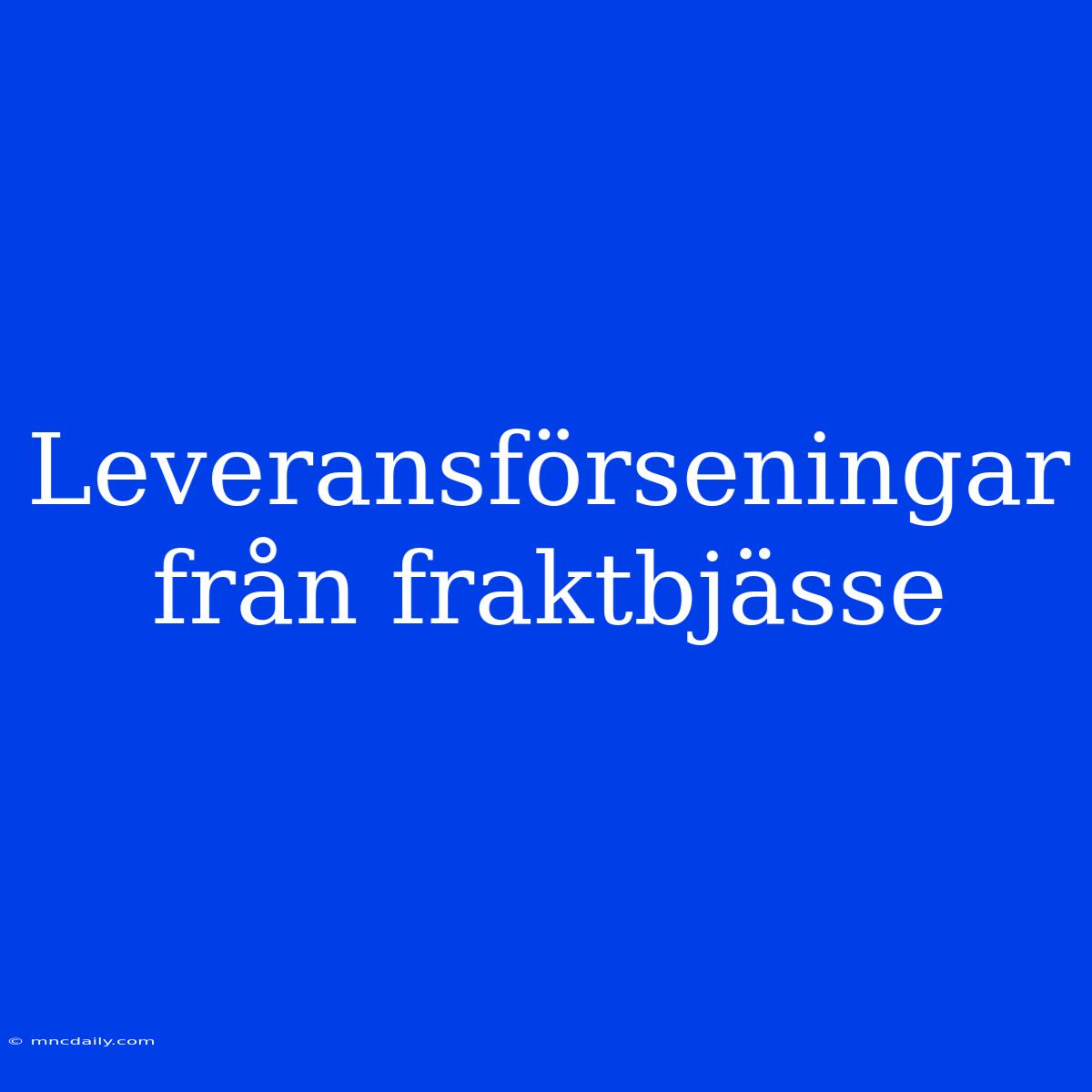 Leveransförseningar Från Fraktbjässe