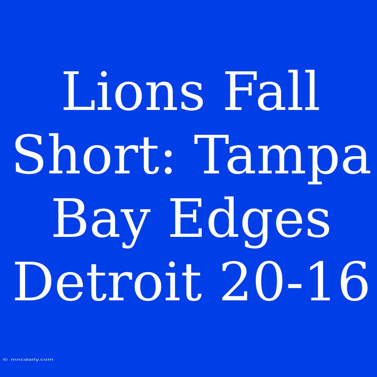 Lions Fall Short: Tampa Bay Edges Detroit 20-16