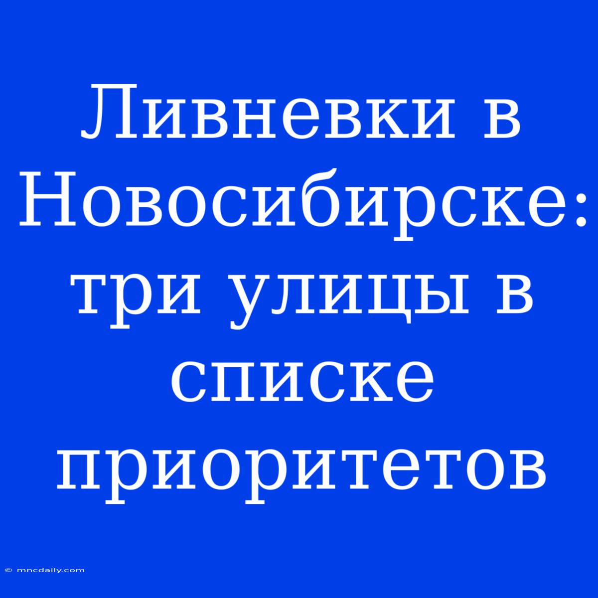 Ливневки В Новосибирске: Три Улицы В Списке Приоритетов