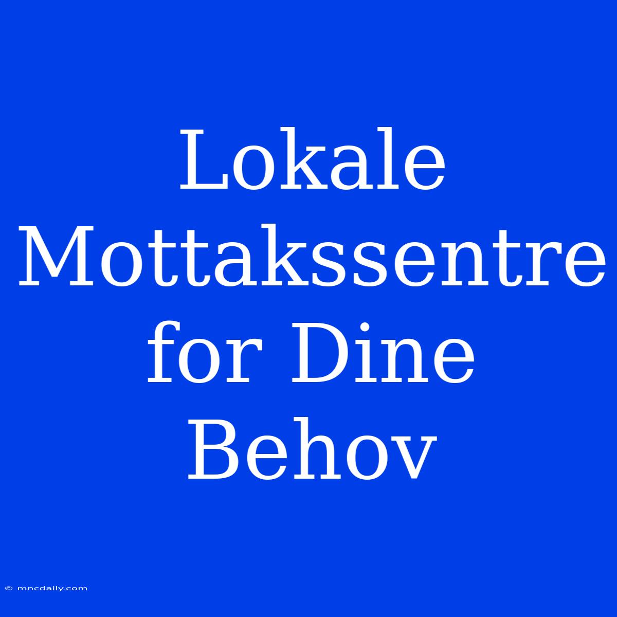 Lokale Mottakssentre For Dine Behov