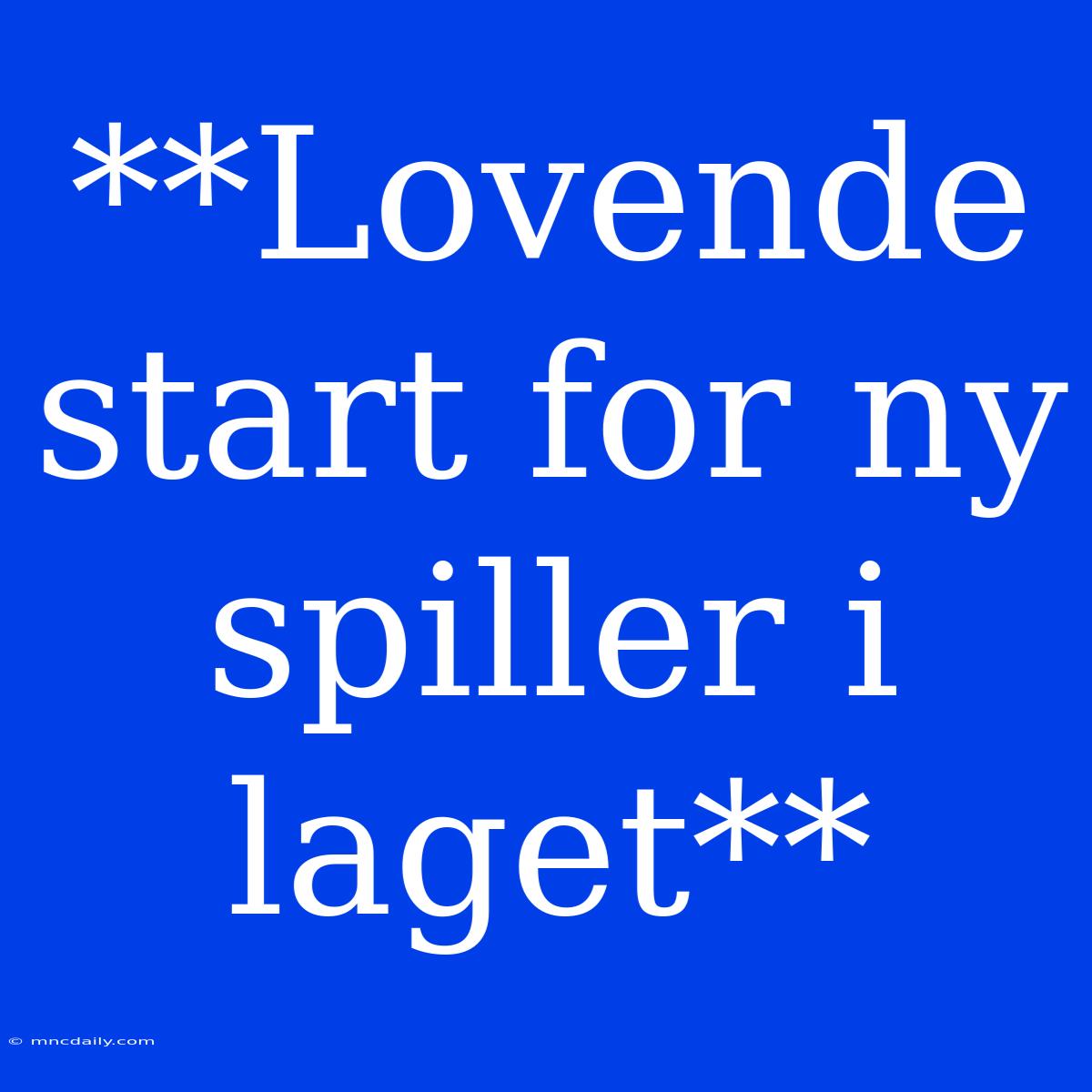 **Lovende Start For Ny Spiller I Laget** 