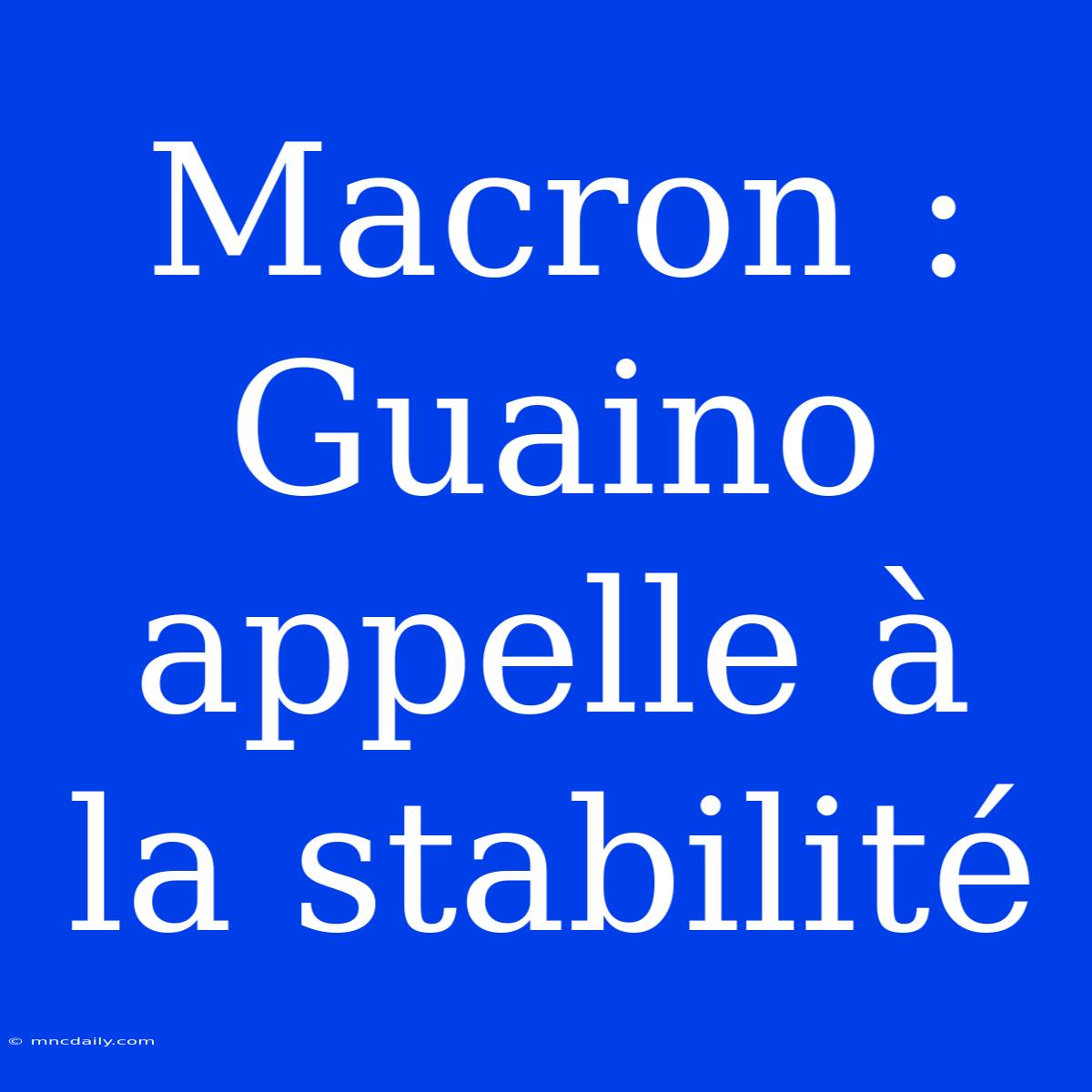 Macron : Guaino Appelle À La Stabilité 