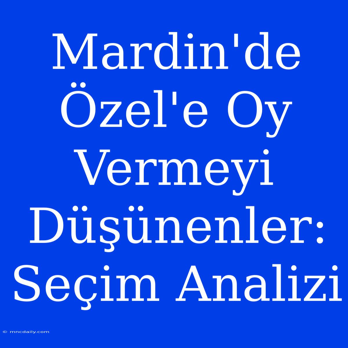 Mardin'de Özel'e Oy Vermeyi Düşünenler: Seçim Analizi