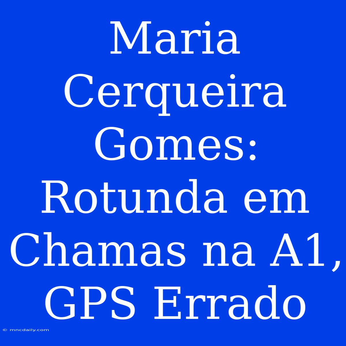 Maria Cerqueira Gomes: Rotunda Em Chamas Na A1, GPS Errado