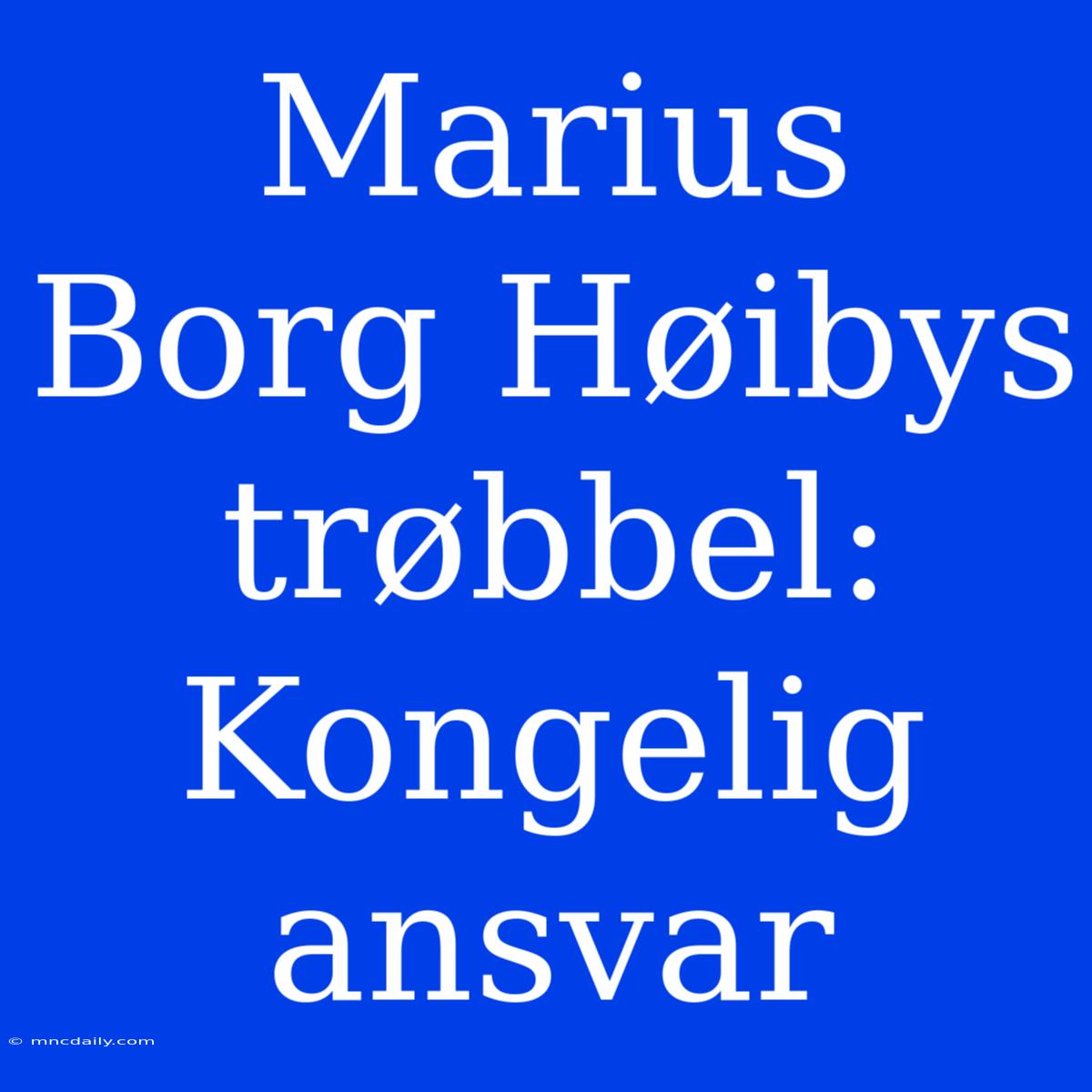 Marius Borg Høibys Trøbbel: Kongelig Ansvar