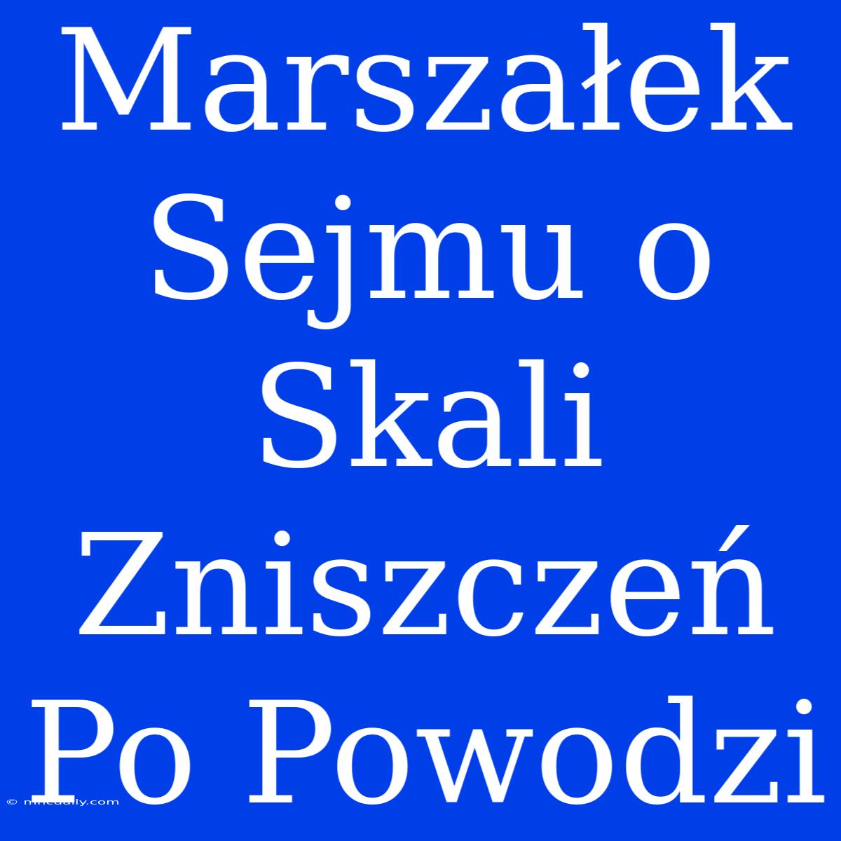 Marszałek Sejmu O Skali Zniszczeń Po Powodzi