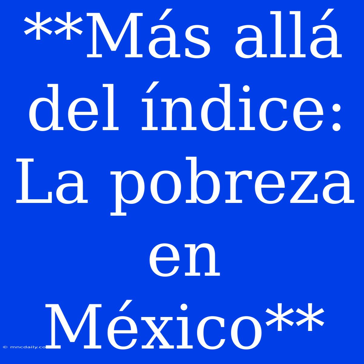 **Más Allá Del Índice: La Pobreza En México**