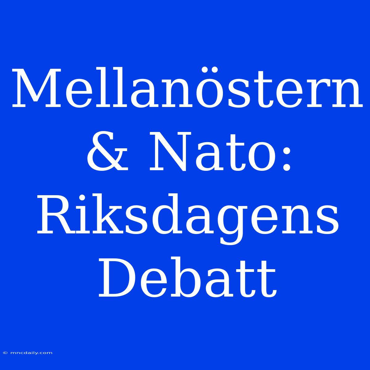 Mellanöstern & Nato: Riksdagens Debatt