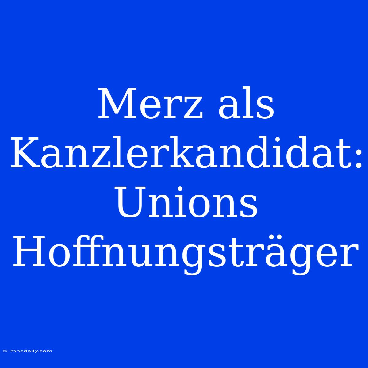 Merz Als Kanzlerkandidat: Unions Hoffnungsträger