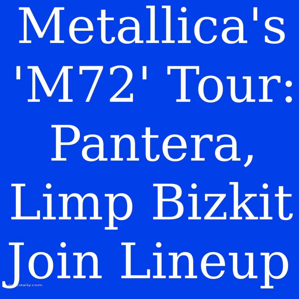 Metallica's 'M72' Tour: Pantera, Limp Bizkit Join Lineup