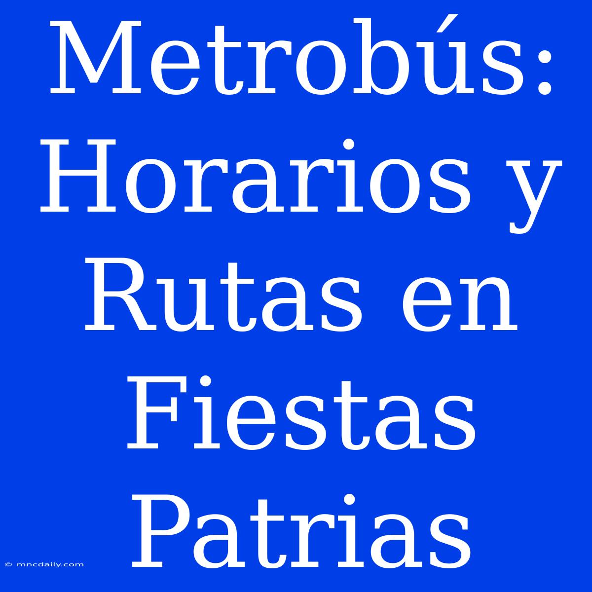 Metrobús: Horarios Y Rutas En Fiestas Patrias