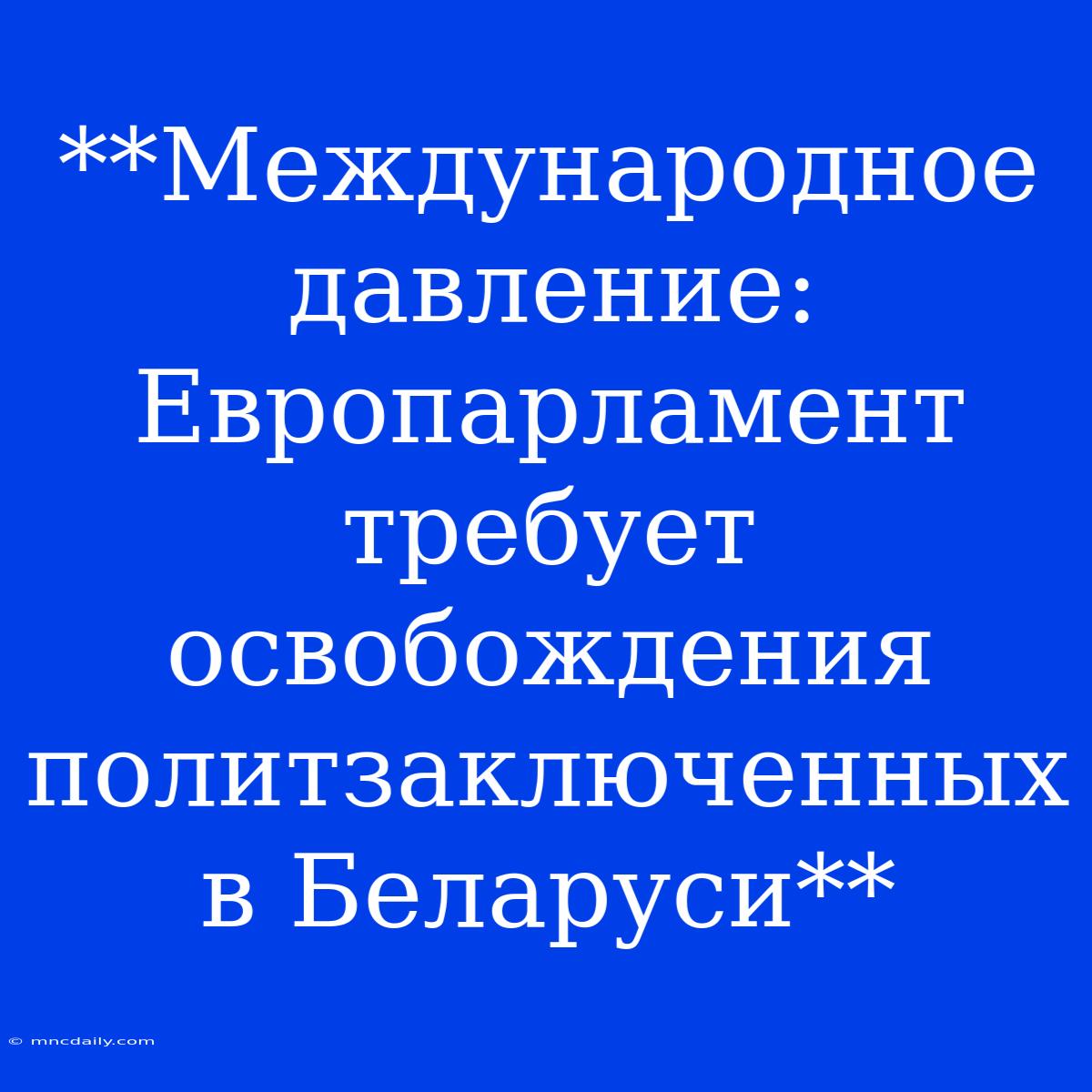 **Международное Давление: Европарламент Требует Освобождения Политзаключенных В Беларуси**