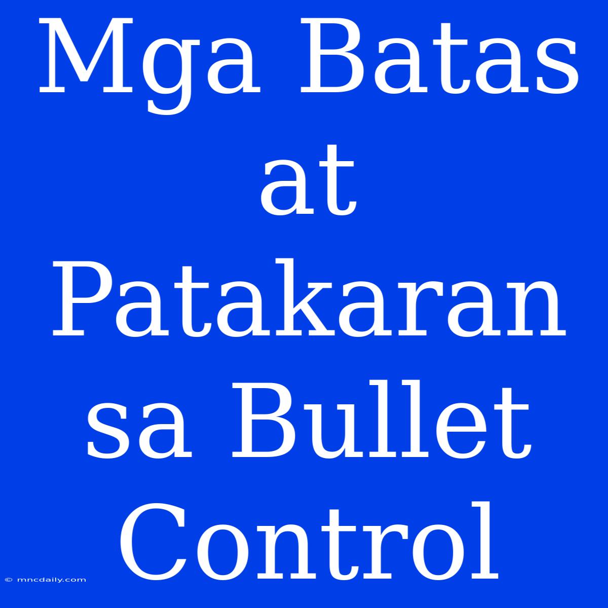 Mga Batas At Patakaran Sa Bullet Control