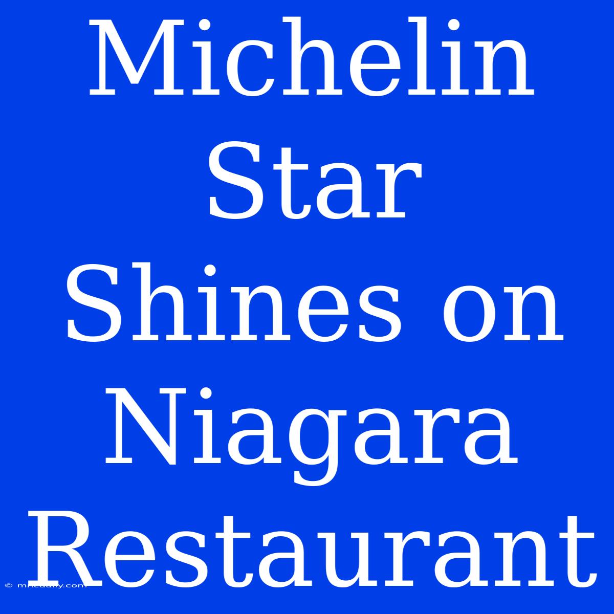 Michelin Star Shines On Niagara Restaurant