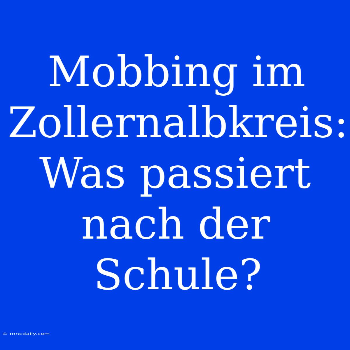 Mobbing Im Zollernalbkreis: Was Passiert Nach Der Schule?